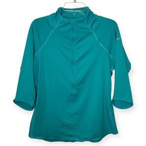Nike Dri-FIT Element Teal Zip Pullover Top Reflective Swoosh Size Large Running
